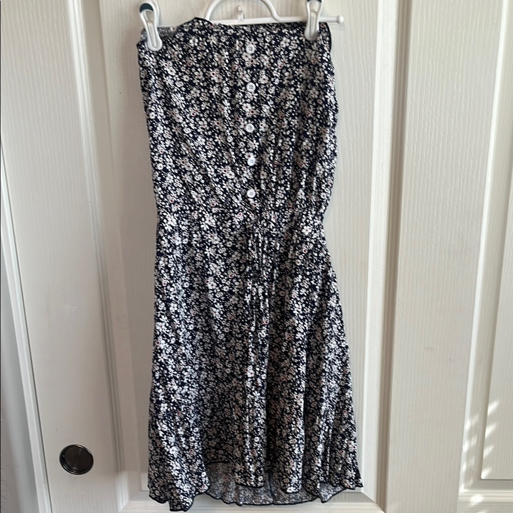 SHEIN Black and White Smocked Strapless Midi Dress